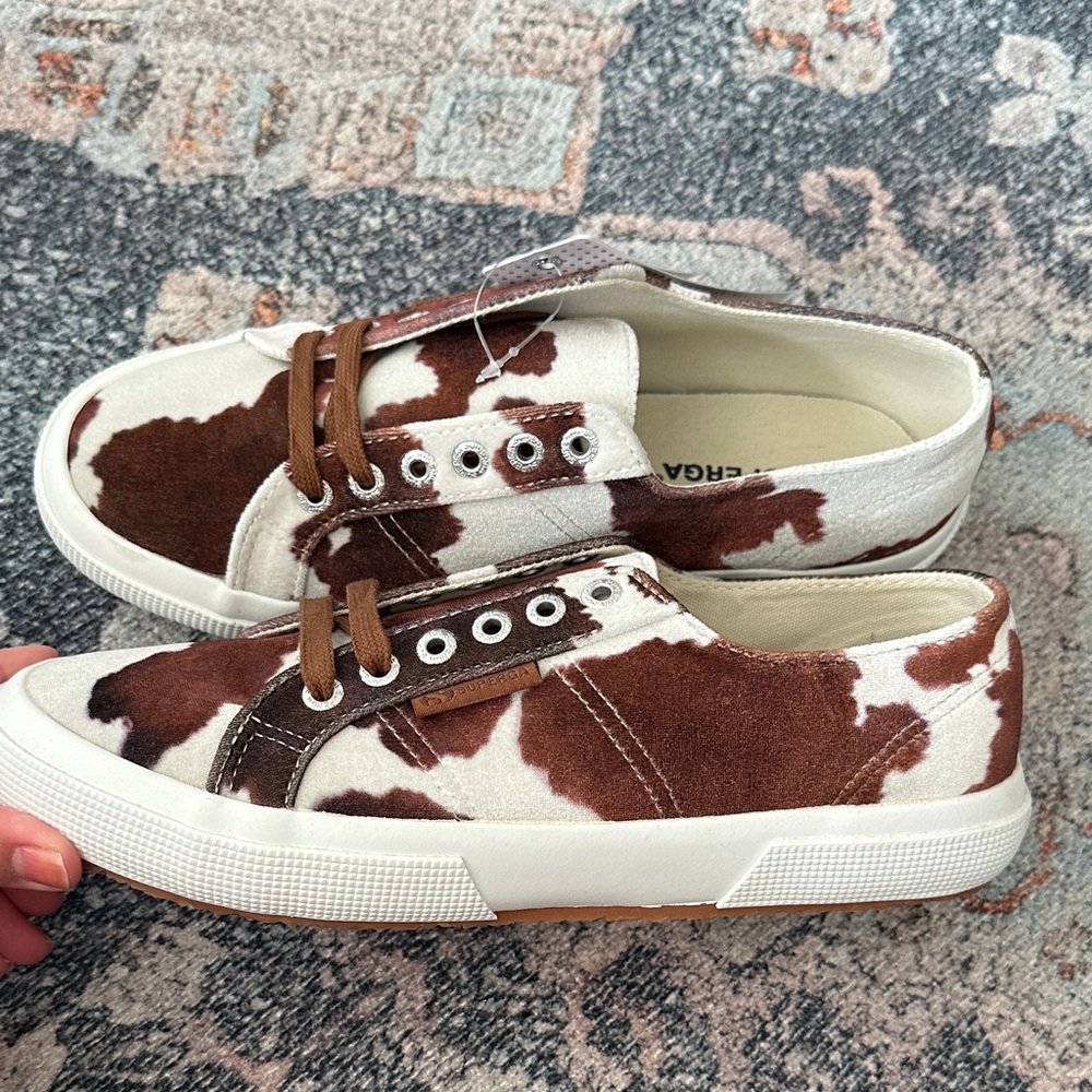 Superga Woman Brown and White Cow Print  Sneakers